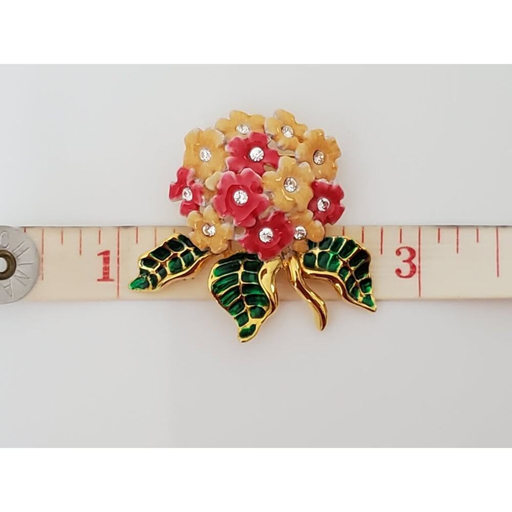 Vintage Joan Rivers Pink and Yellow Floral Bouquet Pin Brooch - Picture 6 of 6